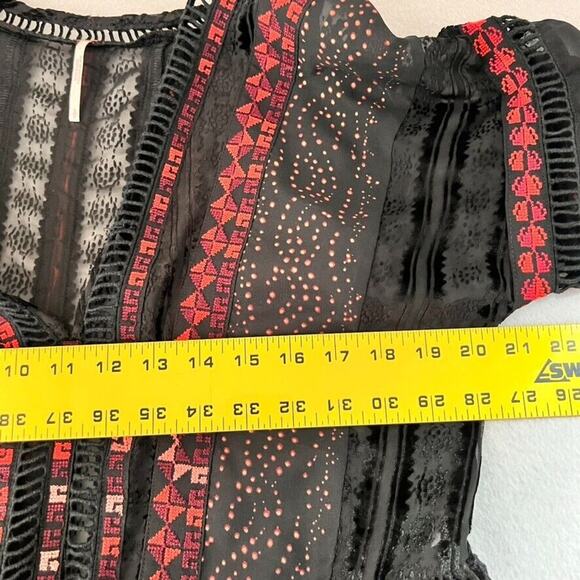 Free People Dress Small Starry Night Maxi Black Long Sleeve V Neck Embroidered - Picture 12 of 13